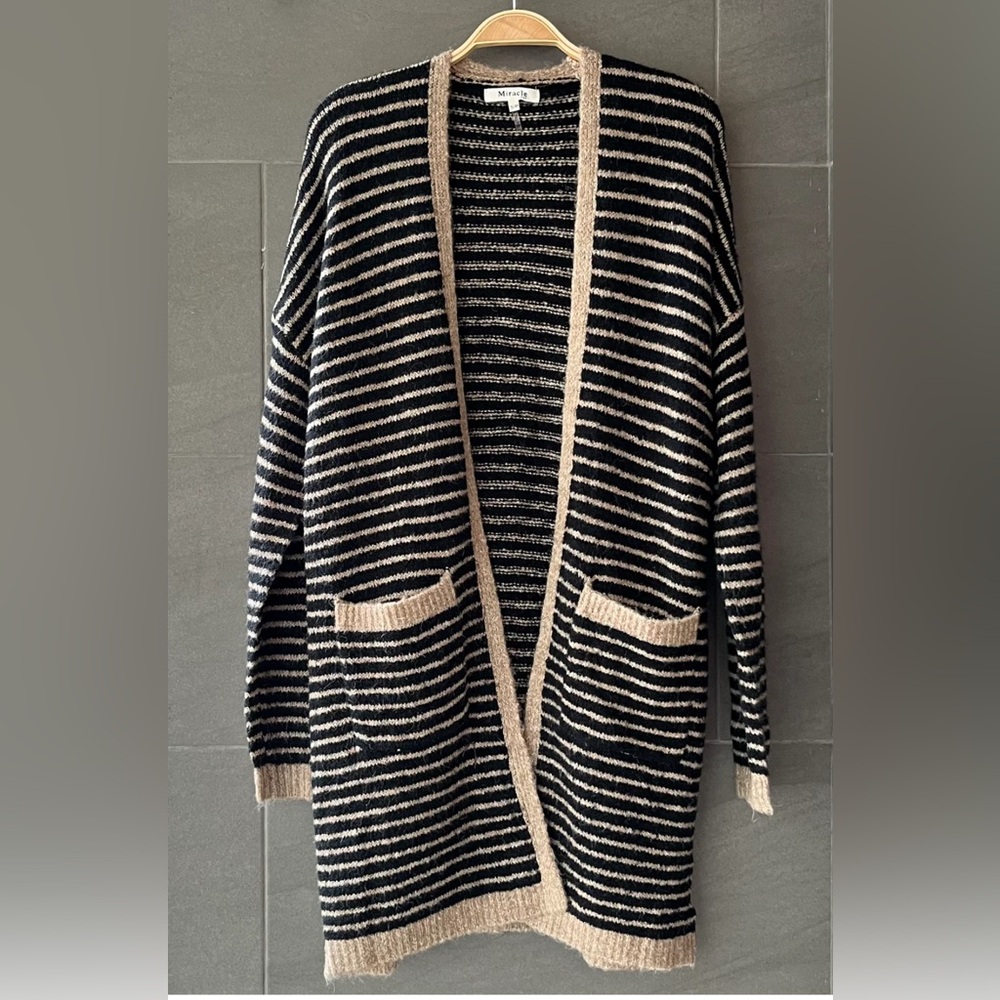 Miracle Black and Cream Knit Cardigan